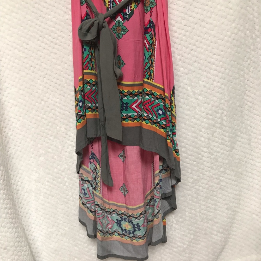 Pink Aztec pattern high low dress - Picture 7 of 8